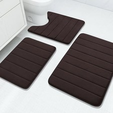 Quick Dry Bath Mat Set, Memory Foam, Non Slip, Machine Washable, 3 Pcs,