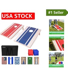 Complete Cornhole Set - 3 x 2 ft Boards, 8 Bean Bags Portable Case Inside
