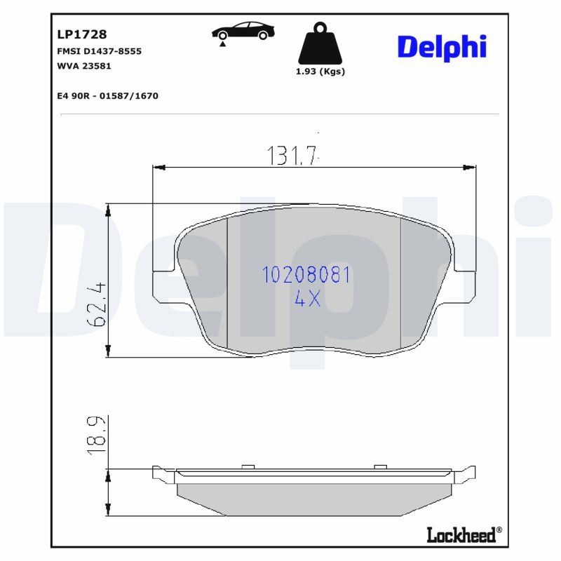 Delphi LP1728 Bremsbelagsatz für Scheibenbremse Bremsbelagsatz - Bild 4
