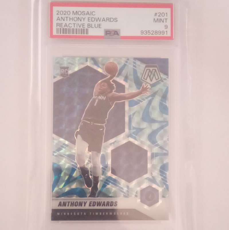 Panini 2020-21 Mosaic Anthony Edwards RC Reactive Blue Prizm #201 PSA 9