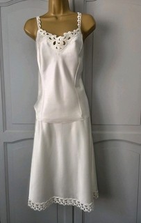 DAMEN VINTAGE M&S HELLCREME SEIDIG SATIN POLYESTER HALBER SLIP & CAMISOLE GRÖSSE 18