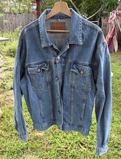 EUC VTG 90s GUESS Blue Denim Trucker Jacket 100% Cotton MADE IN USA, Size XL