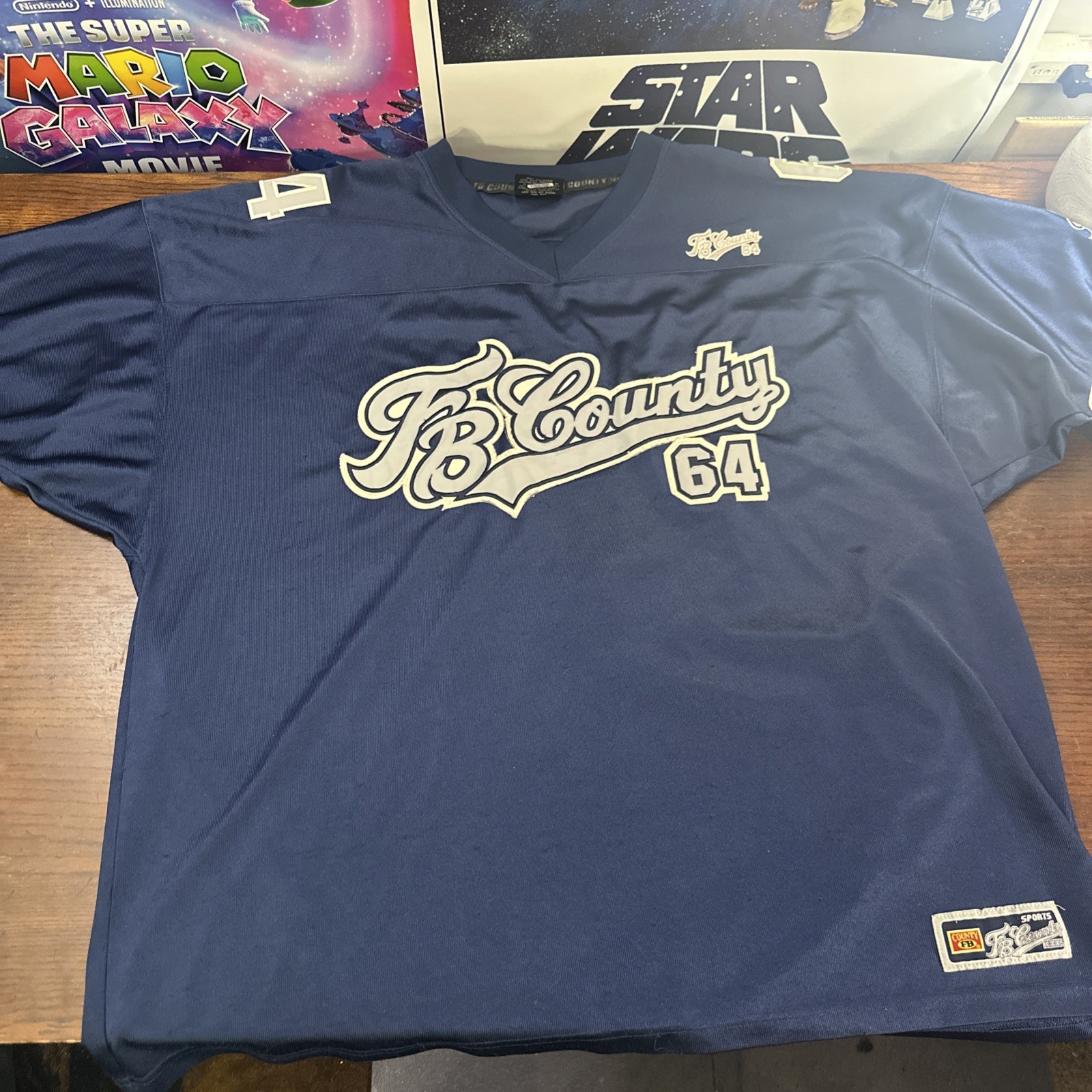FB County 64 Mens Size XXXL Jersey NAVY,SILVER,& WHITE 
