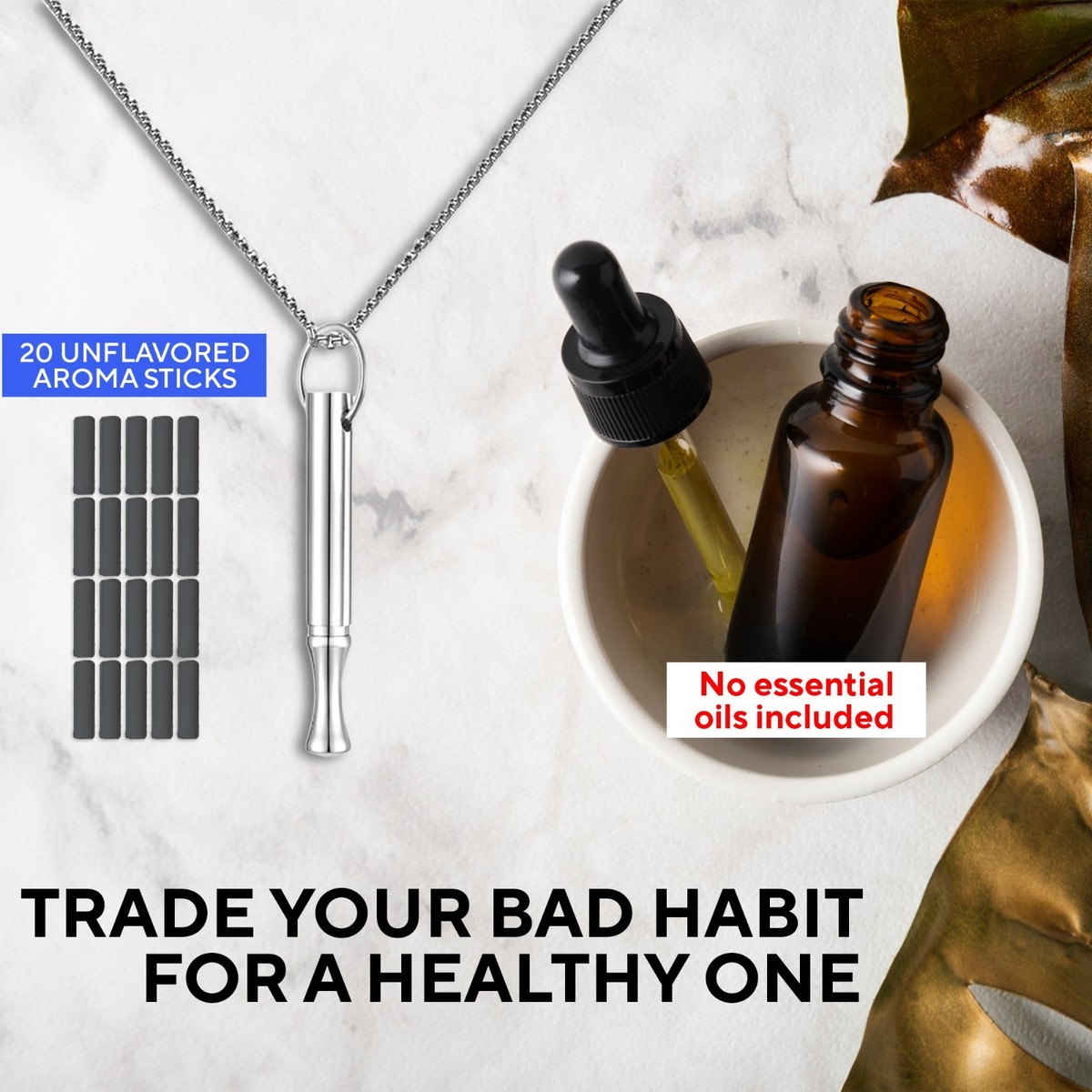 Habit Control Quit Smoking Inhaler - Breathing Necklace Anxiety & Stress  Relief | eBay