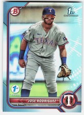 2022 Bowman 1st Edition Sky Blue Foil Jose Rodriguez #BPPF-62 Texas Rangers