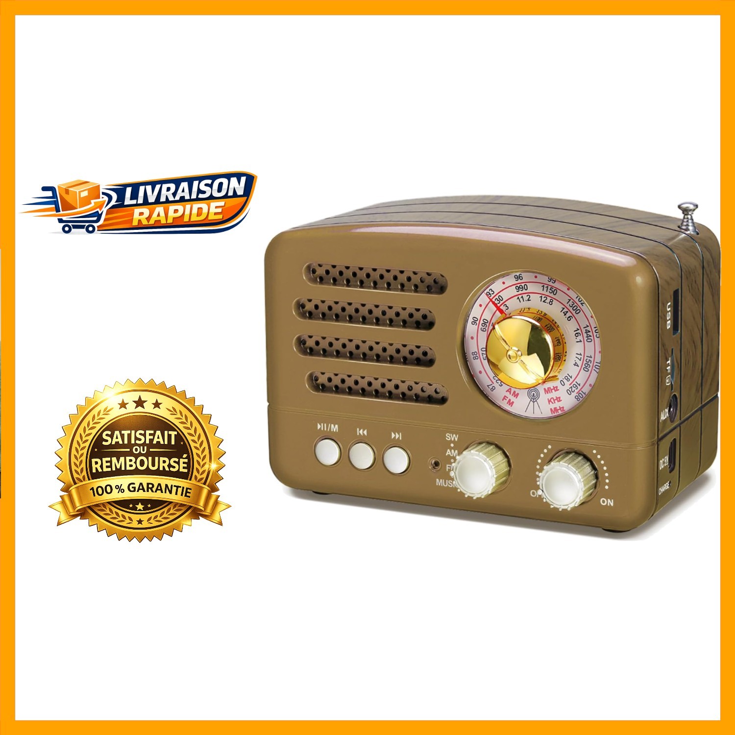 Radio Vintage Bluetooth PRUNUS J-160 : Votre Musique Rétro au Jardin ou en Cuisine