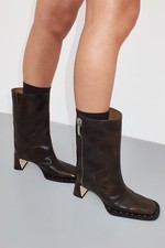 Miista Women's Square Toe Ankle Boots, Brown Leather, UK Size 8