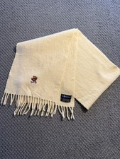 Polo Ralph Lauren Ivory Lambswool Bear Logo Fringe Knit Men's Scarf