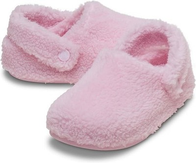 Crocs Classic Cozzzy Slipper Pink Clay Faux Fur Mules Slip Comfort US J5 / W7