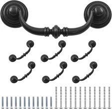 Waziaqoc 6PCS Antique Drop Bail Pulls, Black, 3.5/88mm Hole Center, Black 