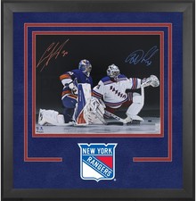 Igor Shesterkin Rangers & Ilya Sorokin Islanders Framed Signed 16x20 Knee Photo