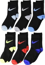 Nike Kids Boy's 6-Pack Pop Color Crew Socks 5-7 (5138) E2(C462T)