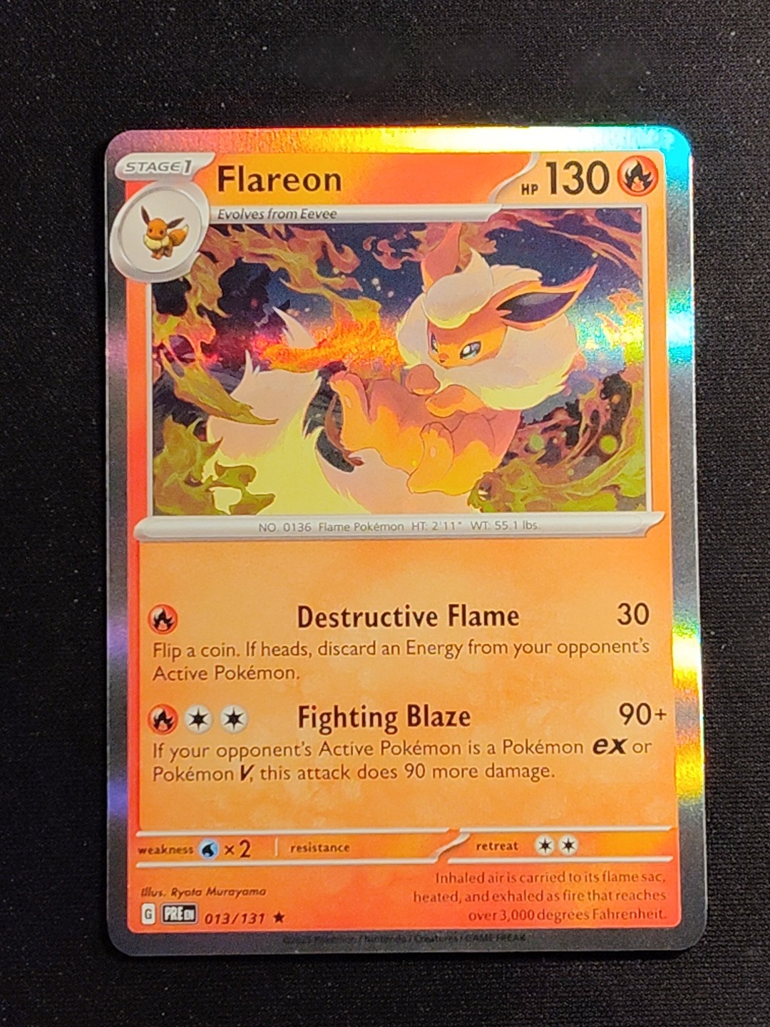 Flareon 13/131 Pokemon TCG Prismatic Evolutions Holo Foil Rare Card Near Mint NM
