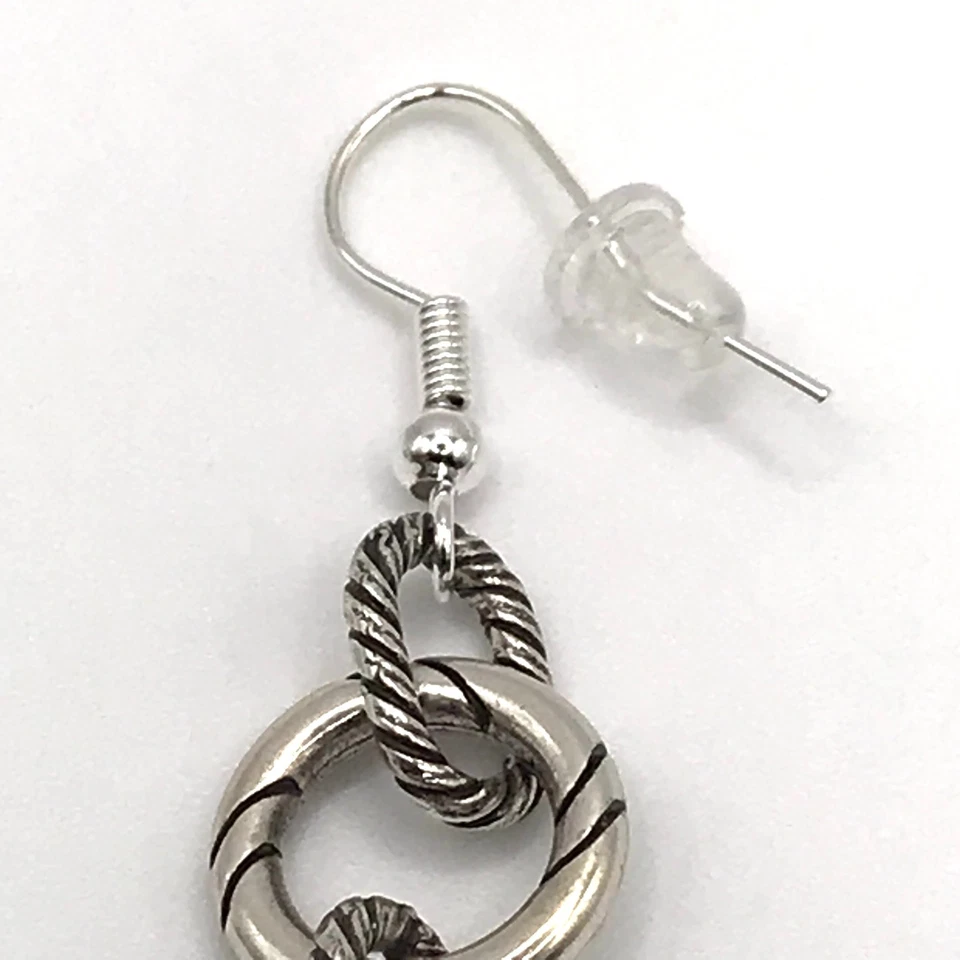 Pendientes BRIGHTON Colgantes Gota 2.5" Placa de Plata Círculo Western Boho Ligeros Foto 3 de 4