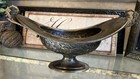 VTG Antique Brass Hammered Metal Ornate Planter Pedestal Boat Genie Bowl — photo 6