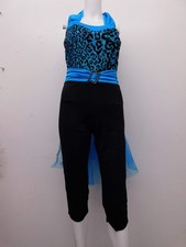 Dance Costume Small Adult Turquoise Gallery 15209 Jazz Tap Glitter Unitard