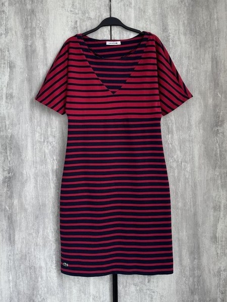 Women Lacoste Dress Burgundy Cotton S