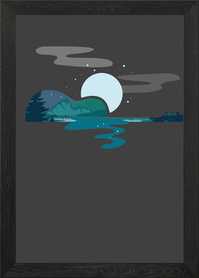 Gerahmtes Wandbild Gitarre See Schatten Poster Leinwanddruck Bild