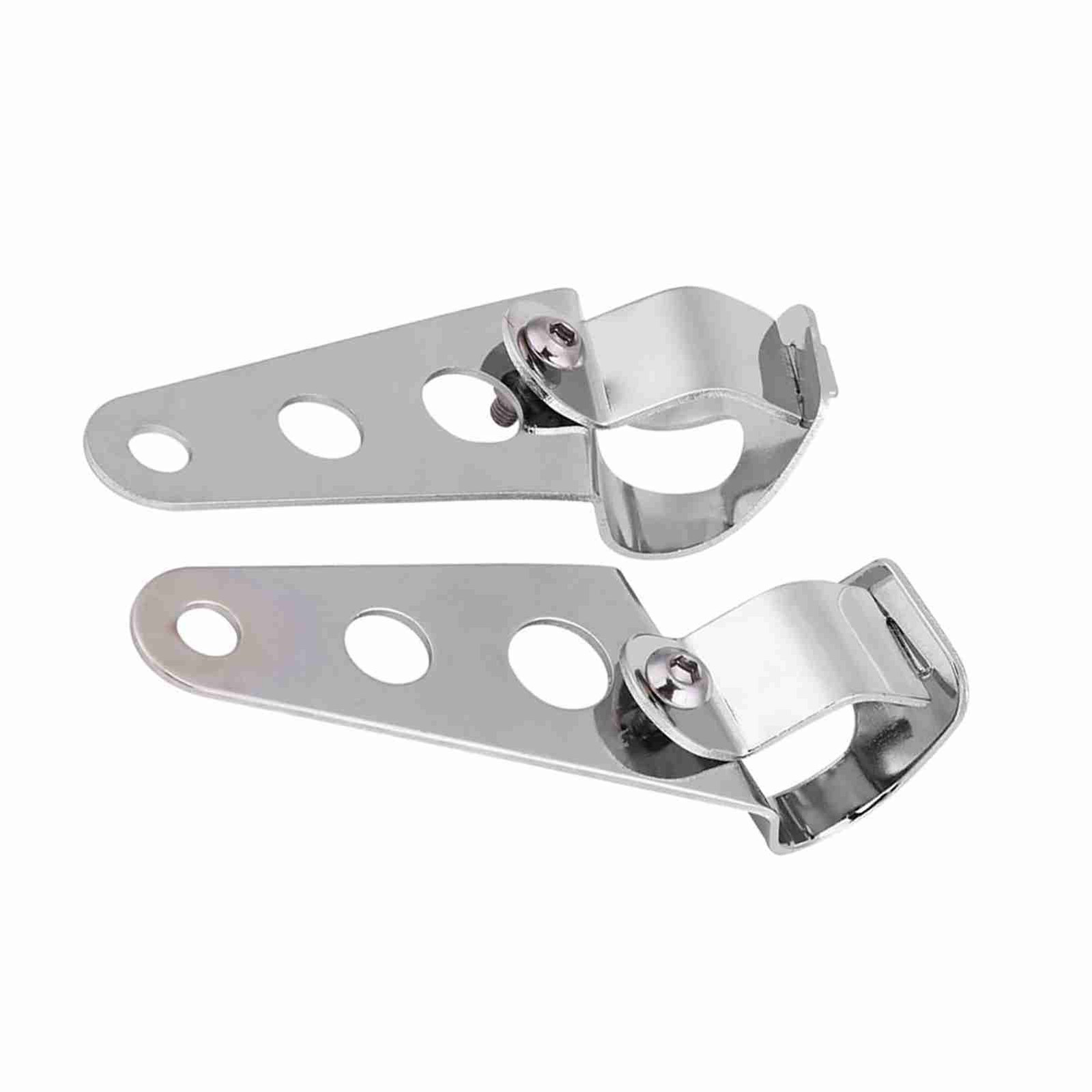 2pcs Motorcycle Headlight Mount Brackets Fork Racer 28mm-34mm Fits For (Silver)
