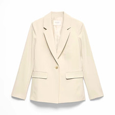 Banana Republic Crepe Long Blazer Womens 4 Transition Cream NWT 200 1176840