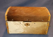 Western Trinket Jewelry Case Cowhide leather lined, 7.25 x 5"