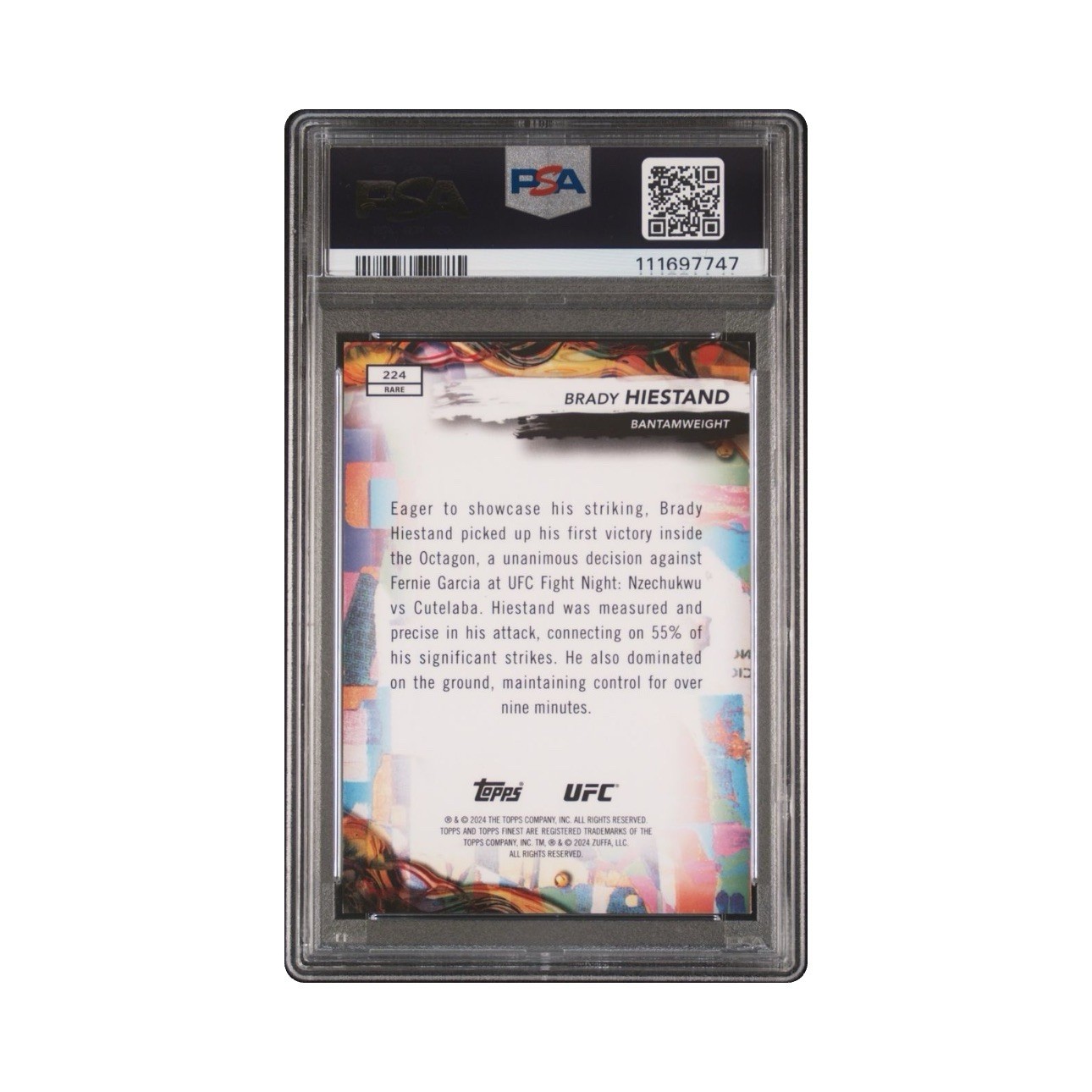 Topps 2024 Finest UFC Brady Hiestand #224 RC SuperFractor 1/1 PSA 9 UFC (4-0) view 2