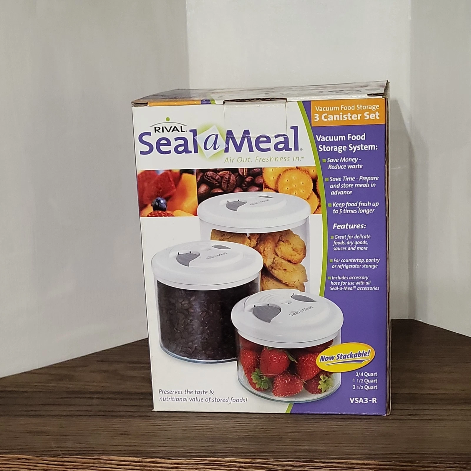 NEwRival Seal A Meal Pack of 3 Vacuum Food Storage Containers VSA3-R
