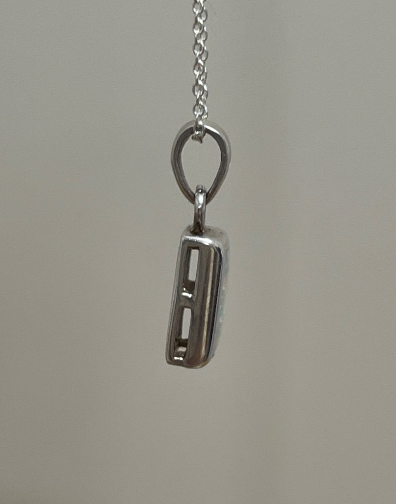 Iridescent White Opal Small Rectangular Pendant, … - image 5