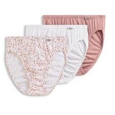 Women's Jockey 3-Pack Elance Cotton Briefs, Floral Pink/White, Size 5S, NWT