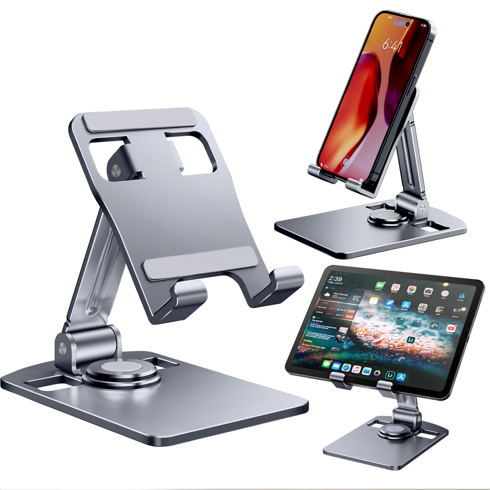 Foldable 360-Degree Rotating Cell Phone Stand for Desk