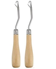 2 Pack 6.3 Inch Wooden Handle Latch Hook Tool for Rug Making and Art Crafts