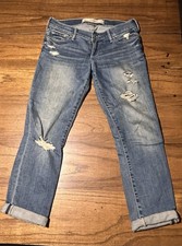 Abercrombie  Fitch Jeans Womens Size 25 Mid Rise Distressed Cuffed Denim