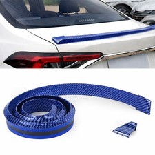 59'' Carbon Fiber Blue Rubber Car Spoiler Wing Rear Window Top Molding Lip Trim