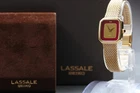 【Exc+5】 SEIKO Lassale 1400-6549 Quartz Gold Red Women's Vintage Dress Watch