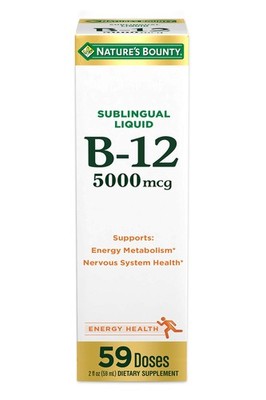 Nature s Bounty Vitamin B12 5000 mcg Sublingual 2 Fl Oz (Pack of 1), White 