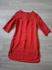 M&S Red 3/4 Sleeved Tunic Dress Mid Length Zipped Hem Work Office Smart UK6
