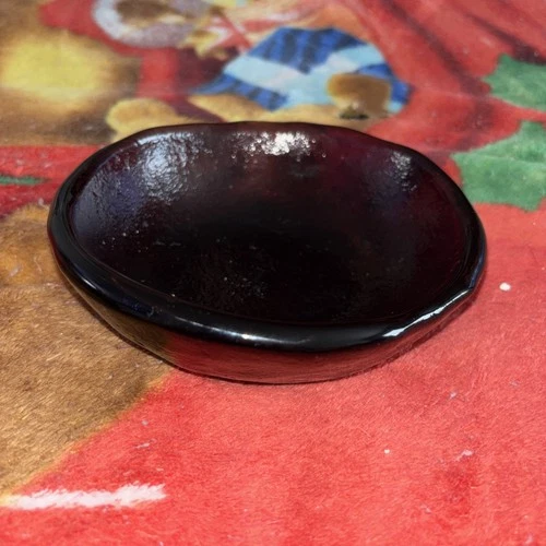 Blenko VTG Amethyst Textured Hand Blown Art Glass Circle 6” Bowl Cigar Ashtray