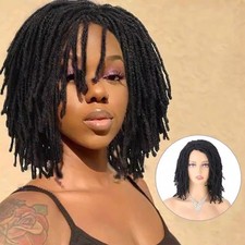 Black Short Dreadlock Wig for Women Cropped Natural Cosplay Gradient - colored