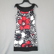 Connected Apparel Dress Women's Red Black White Size 6 Polyester