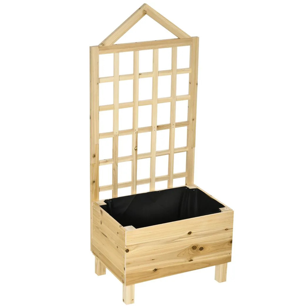 Outsunny Wood Planter with Trellis - 147 x 43 x 60cm - Image 2