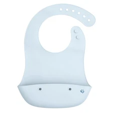 Light Blueberry Silicone Scoop Bib Food Safe Adjustable Easy Clean For Babies