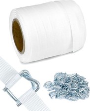 3/4" X 250' Woven Cord Strapping Roll with 50 Pcs 3/4" Metal Buckles, Heavy Duty