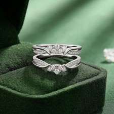 Womens Moissanite Wedding Bands Ring Guards Enhancers Wrap 925 Sterling Silver