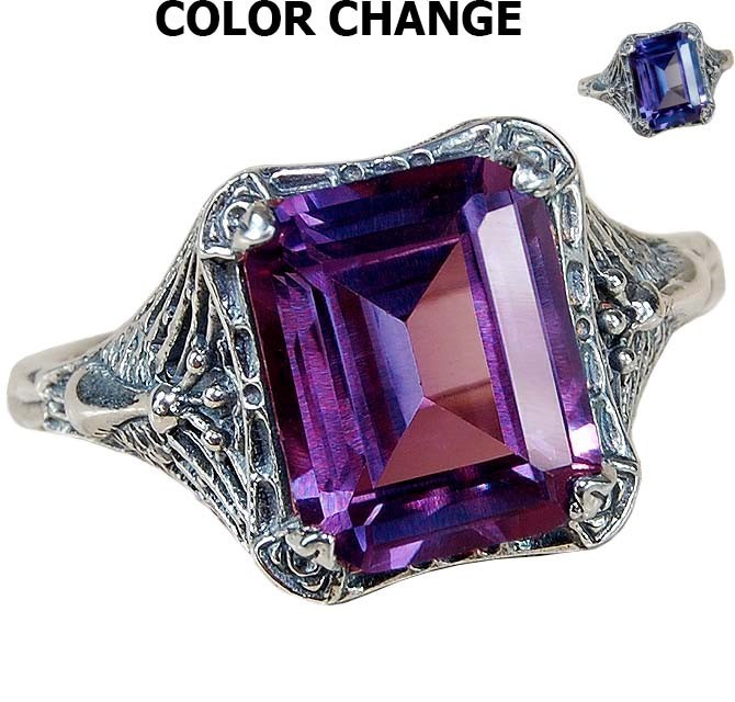 Peacook 3CT Heat Treated Alexandrite 925 Sterling Silver Ring Sz 6 F9-9