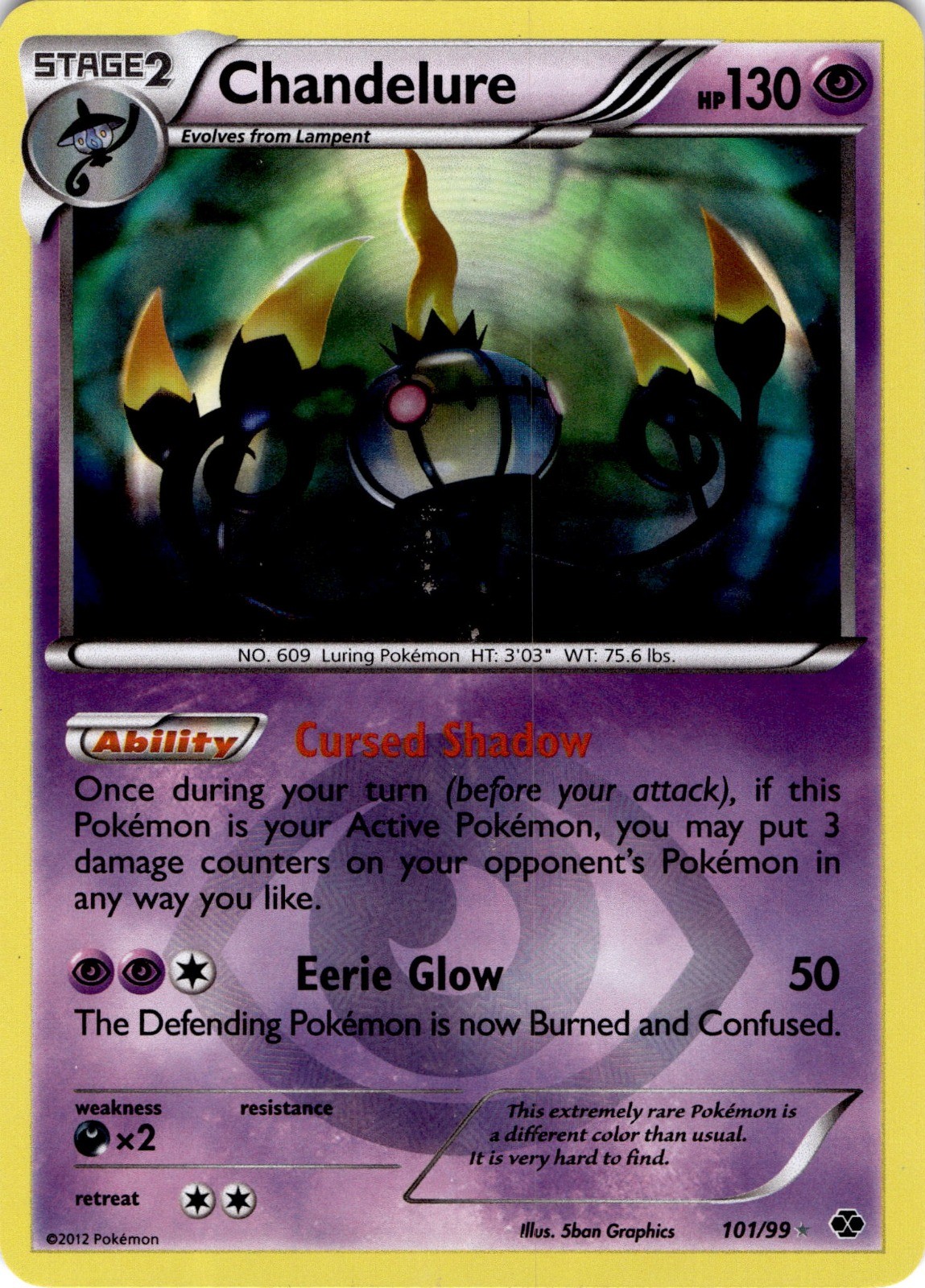 Chandelure (Secret) Holo Secret Rare Next Destinies 101/99 NM