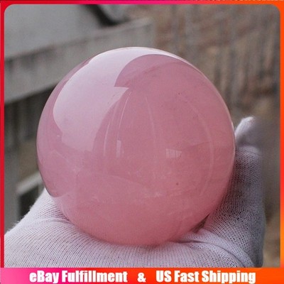 70mm Natural Rose Quartz Crystal Sphere Healing Energy Stone Globe Ball W/ Stand