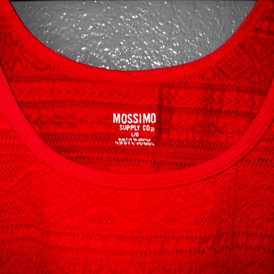 Camiseta sin mangas Mossimo roja tejida texturizada para mujer L | elástica sin mangas Foto 4 de 4