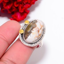 Wild Horse Jasper - Arizona Two Tone Designer 925 Sterling Silver Ring S.8 R8221
