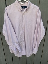 Polo Ralph Lauren Shirt Classic Fit 17 34/35 Pink White Striped Button Down Mens