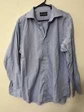 Saks Fifth Avenue Mens Shirt 16 34/35 Blue Gi...